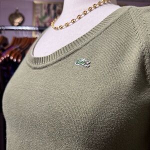 Lacoste Women's Olive V-Neck Sweater